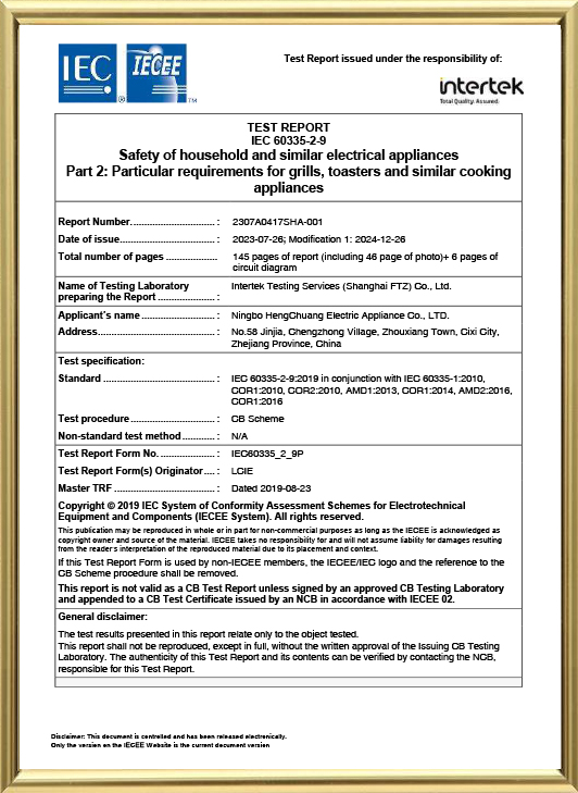 Ningbo Hengchuang Electric Appliance Co., Ltd.